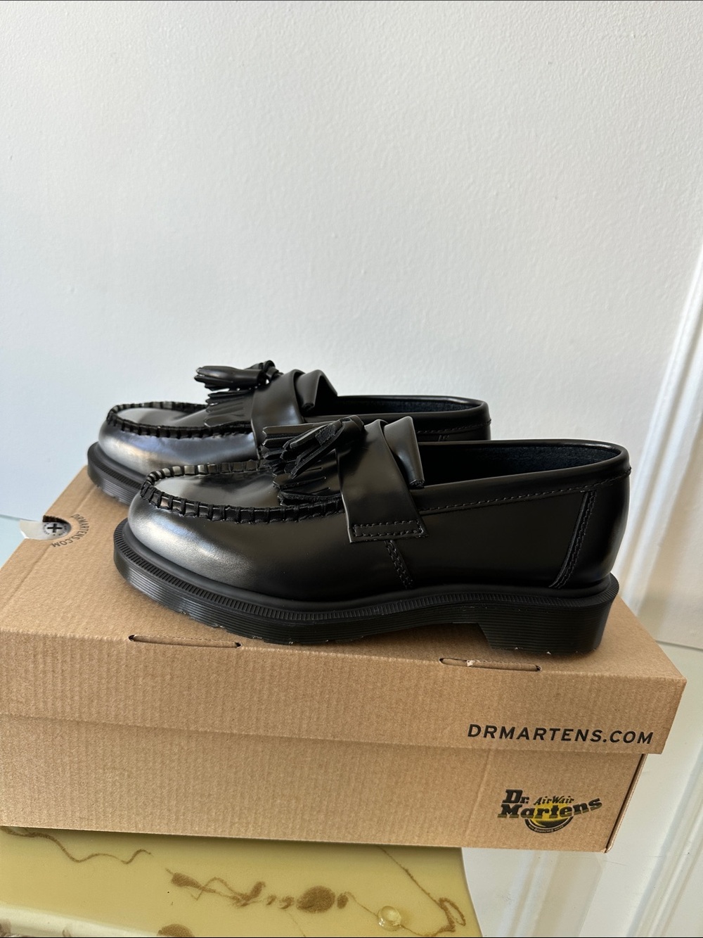 Dr. Martens Black Leather Tassel Kiltie Loafers